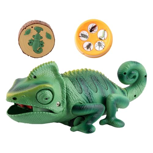 Caméléon électrique télécommandé vert avec lumière LED et queue oscillante pour fille et garçon
