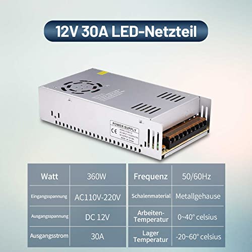 RUIZHI 12V 30A Netzteil Schaltnetzteil, DC 360W Adapter Transformator Universal Regulated Switching für LED Streifen, 3D Drucker,Radio, Computerprojekt – Bild 3