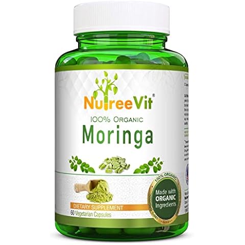 NutreeVit 100% Organic Moringa Capsules - 60 Count Bottle Cover