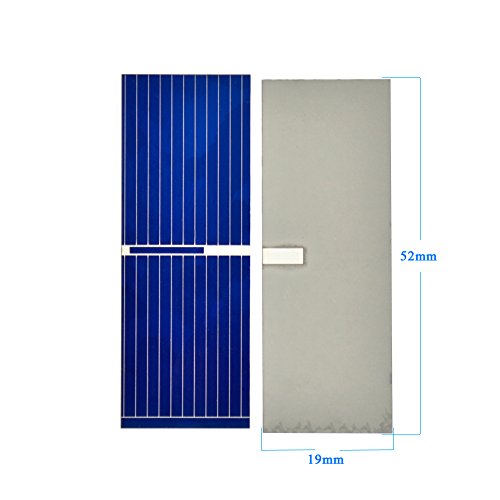 100pcs 0.5V 400mA Micro Mini Solar Cell for Solar Panels 52mmx 19mm/2‘’x0.75” Polycrystalline Silicon Photovoltaic Solar Cells Sun Power for DIY Cell Phone Charger