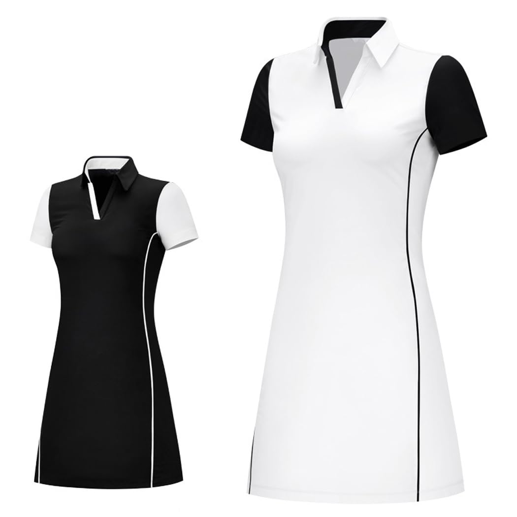 LANGWEI Femmes Été Mini Robe Col en V Décontracté Entraînement Tennis Athlétique Onesie Golf Robes
