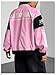 GORGLITTER Women's Race Car F1 Jacket Y2k Racing Motorcycle Oversized Graphic Varsity Zip Up Lightweight Jackets Streetwear Pink Medium