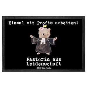 Mr. & Mrs. Panda 40 x 60 Fußmatte Pastorin aus Leidenschaft – Geschenk, Kirche, Mitarbeiter, Ausbildung, Abschied…