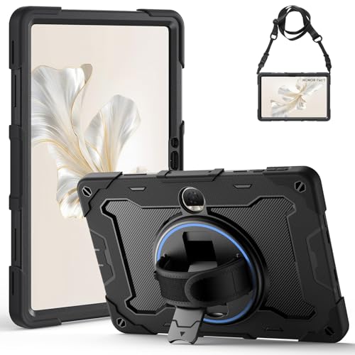 Coque Honor Pad 9 Gerutek antichoc noire de 12.1 pouces avec support rotatif et bandoulière
