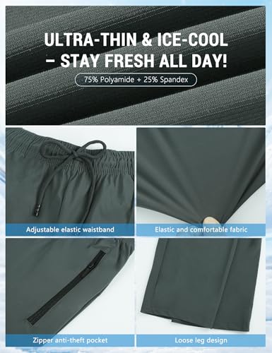 Image of Venzina Men's Straight Fit Pants, Cooling 4-Way Stretch Performance Chinos with Wrinkle Resistant & Quick Dry for Office, Work, Casual Outings and Active Wear, Dark Gray-XXL