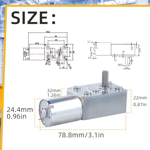 12V 25RPM Gleichstrom Getriebemotor, Torsion Selbsthemmende Motor Reversed Mini Turbine Getriebemotor, JGY370 DC Schneckengetriebe Elektromotor für DIY Roboter Drehtisch Türschloss Vorhang Maschine