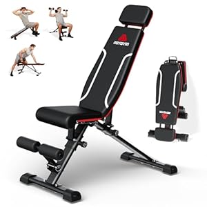 Foldable Weight Bench, Adjustable Workout Bench Press with Multifunctional Adjustment Design for Full Body Workout, 400kg Exercise Bench Fast Folding Incline Flat Decline Bench for Home Gym