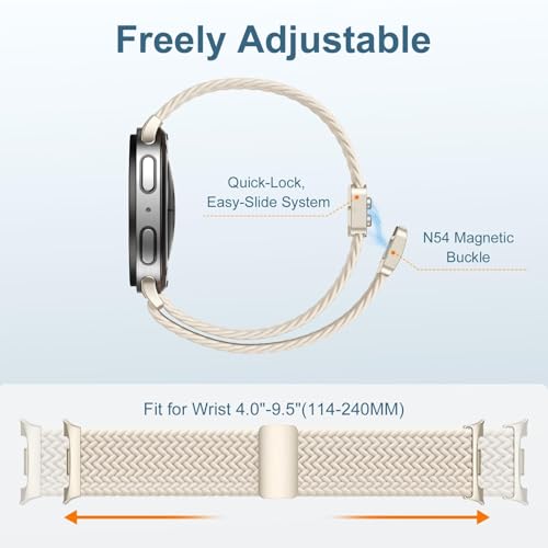 Image of VEMIGON Nylon Braided Magnetic Band Compatible with Samsung Galaxy Watch 8 /8 Classic, Elastic Fabric One Click No Gap Sport Strap for Galaxy Watch 8 40mm 44mm /8 Classic 46mm