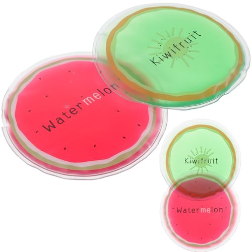 Yardwe Lot de 4 Packs de Glace en Gel Réutilisables Compresses Froides Mini pour Garçon et Filles Motif Fruits PVC Solide Apaisant Muscles et Articulations Sport et Soins à Domicile