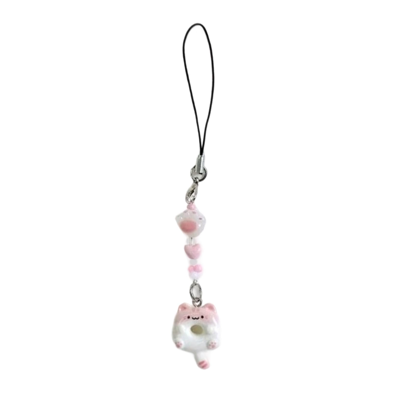 NEWFT Playful Cat Doughnuts Mobile Accessory Flexible Resin Charm Accessory Compatibles With Most Phones And Purses