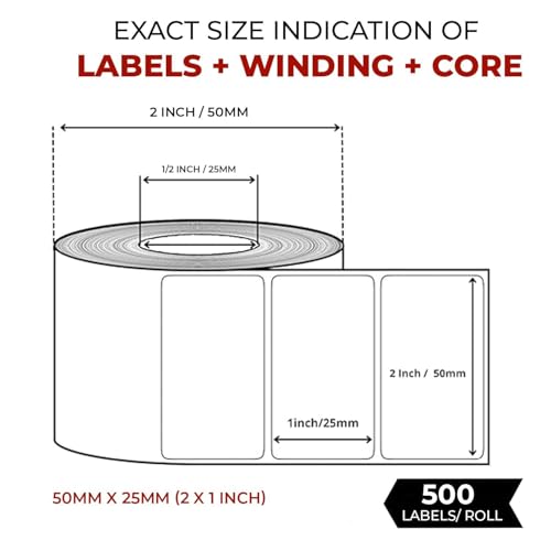 Image of Shreyans Direct Thermal Labels (Pack of 10, 50mm x 25mm) - Non Tearable, Scratch Free, Water Proof & Non Fade Stickers with Permanent Marking - 5000 Labels