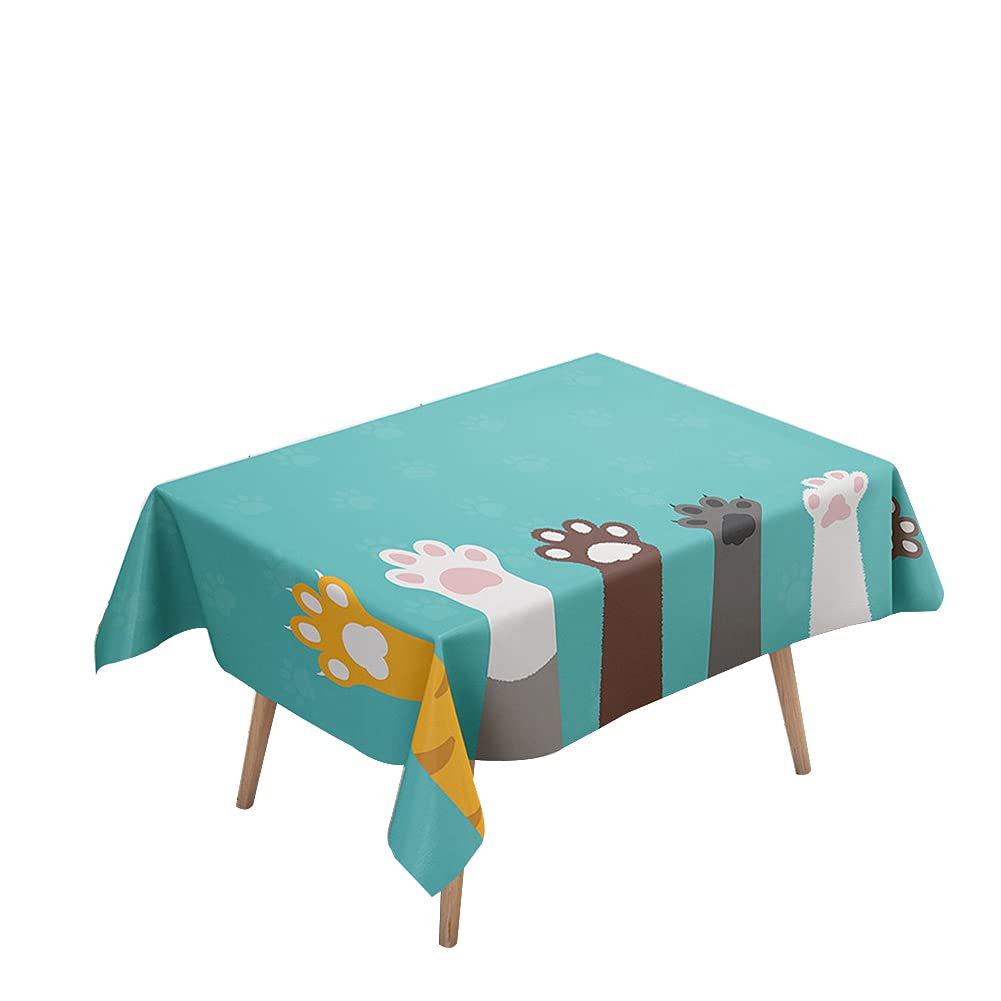 Morbuy Cat Paw Table Cloths Rectangular Waterproof, 3D Cat Kitten Print Tablecloths Stain Resistant Tablecloth Wipe Clean Table Cover For Decorations Kitchen Garden Party (,90X90cm)