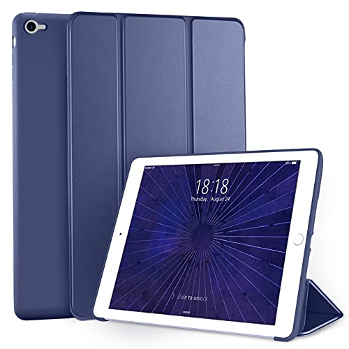 DTTO for iPad Air 2 Case (2014 Released), Ultra Slim Lightweight Smart Case Trifold Stand with Flexible Soft TPU Back Cover for Apple iPad Air 2 (Model A1566/A1567), Navy Blue