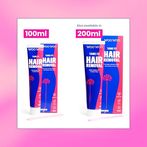 WooWoo Tame It! Natural Intimate Hair Removal Cream - Painless Vegan Hair Remover For Sensitive Skin - Depilatory For Genitals, Bikini, Legs & Bum - Women In-Shower Cream With Aloe Vera - 100ml
