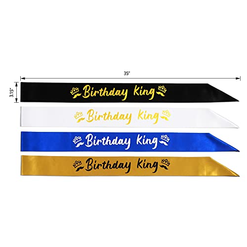 Birthday King Sash Blue 3.15" Wide x 35" Long from Shoulder to Hip3
