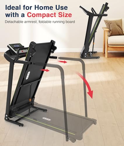Redliro Walking Treadmill for Seniors with Long Handrails - 0.3 MPH Slow Start, 300 lb Capacity Recovery Foldable Treadmill for Home, 0–2% Incline Fully Flat, Auto Lubrication - Image 7