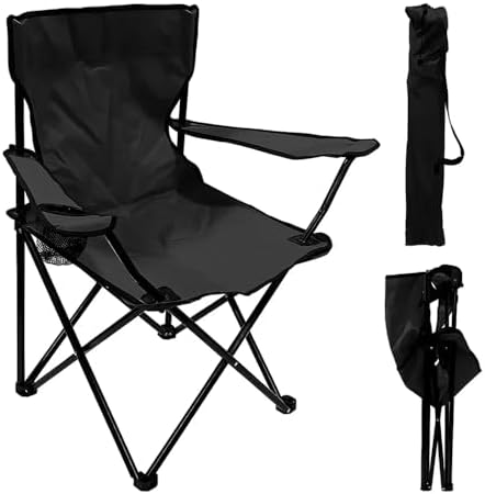 Cadeira Camping Dobrável Com Bolsa Porta Copos E Pé De Ferro E Te...