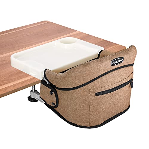 Hook On High Chair, Jozzve Clip On High Chair With Removable Dining Tray For Babies And Toddlers, Fold-Flat Storage Portable Baby Feeding Seat, Attach To Fast Table Chair For Home Travel (Brown) #TOP6