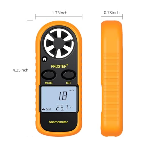 image for Proster Handheld Anemometer Wind Speed Meter LCD Backlight Thermomoter