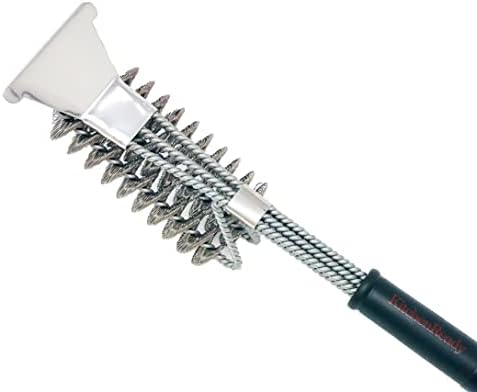 Grill Brush & Scraper Bristle Free | Safe Stainless Steel Cleaning | All BBQ Grates | Gas or Charcoal Grills | Wood and Pellet Smoker | Weber | Best Non Wire Scrubber Cleaner in Grilling Accessories