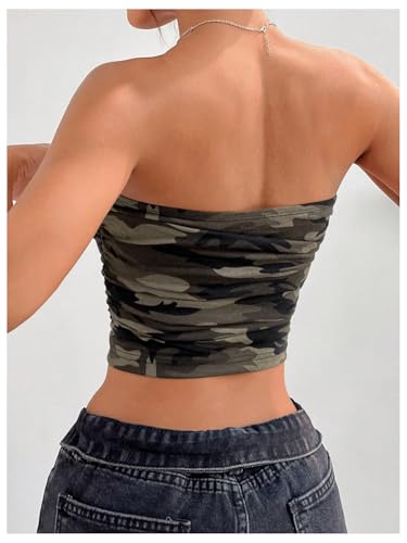 Floerns Women's Solid Bandeau Cropped Tops Strapless Sleeveless Crop Tube Top2