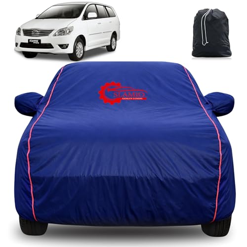 Image of 100% Waterproof Car Cover for Toyota Innova | All-Weather, Dustproof & UV Protection | Heavy-Duty 3-Layer Fabric | Custom Fit with Mirror & Antenna Pocket | Navy Blue