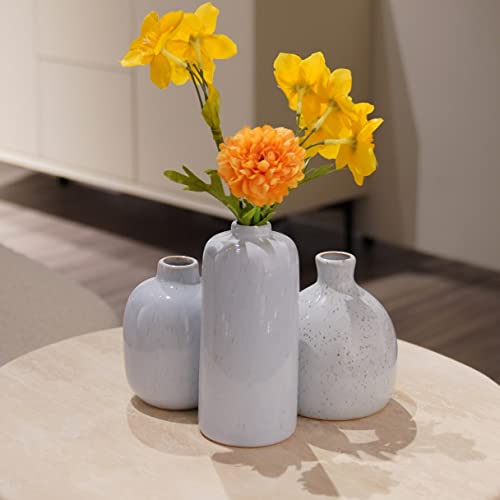 Ceramic Vase Rustic Home Decor - Modern Farmhouse Decorative Flower Vases For Living Room Entryway Bookshelf Mantel Centerpieces Shelf Set Of 3 Cynkeyee #TOP6