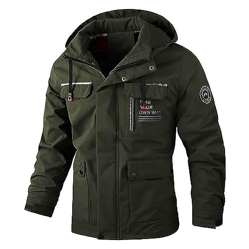 Chaqueta impermeable ligera de hombre con cremallera completa y mangas largas para excursiones