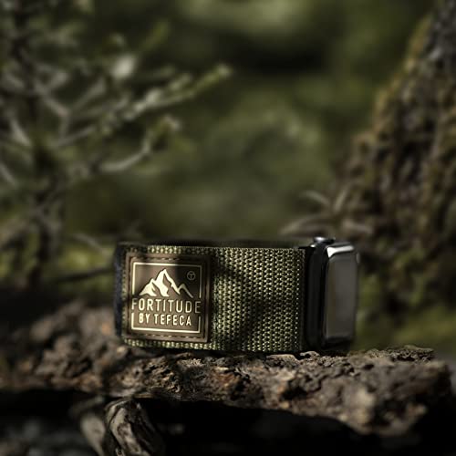 Tefeca Fortitude Series Adjustable Band For Apple Watch/Apple Watch Ultra(Ultra Wide Army Green Canvas, 49Mm/45Mm/44Mm/42Mm) #TOP4