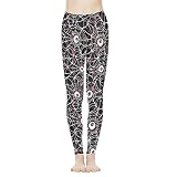 AmzPrint Halloween Eyeballs Spider Web Print Black Leggings for Womens High Waisted Tummy Control Yoga Pant Party Leggings