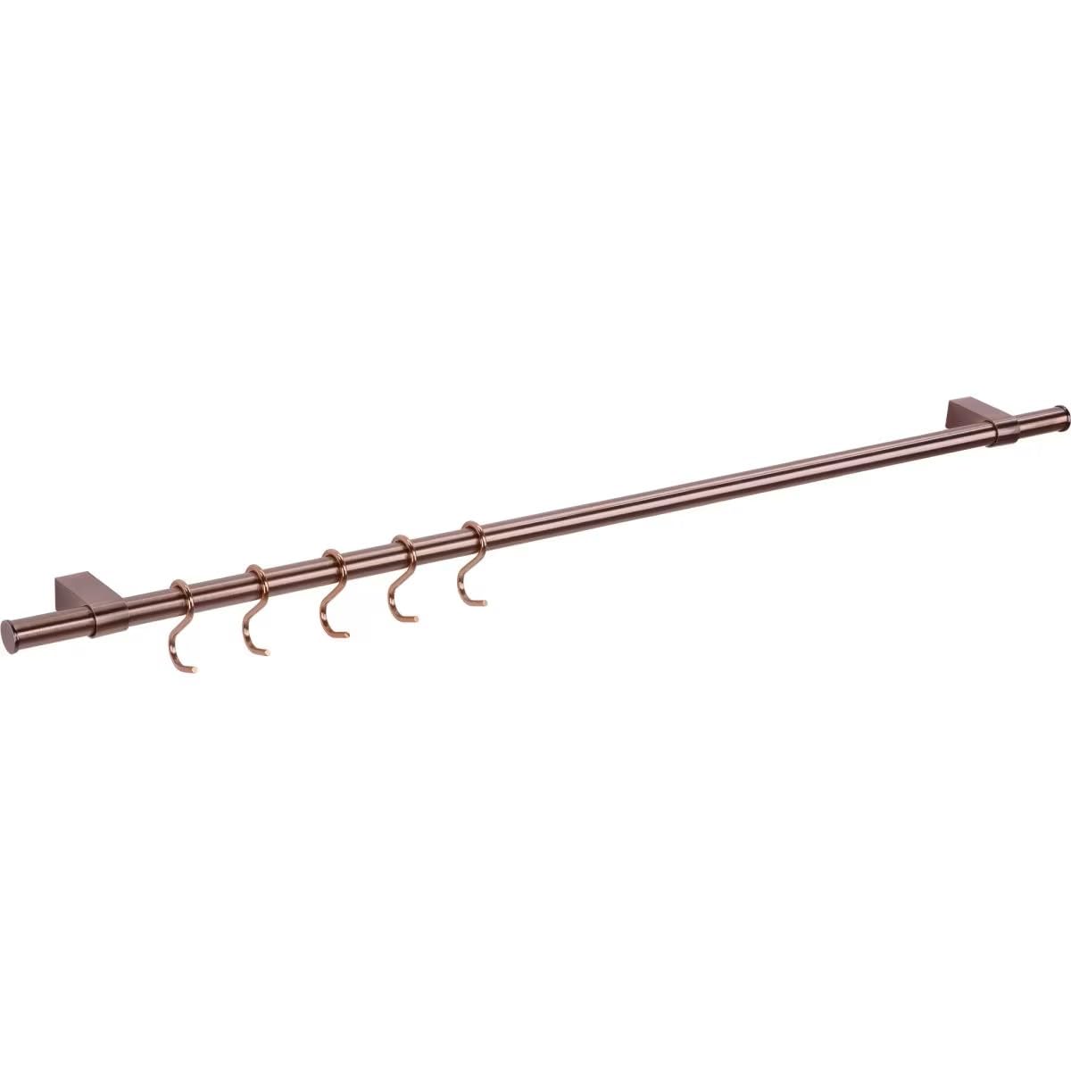 VI.TEL. Tubo porta utensili da cucina sotto pensile, 90 cm, con ganci, barra portautensili, da appendere, appendino utensili cucina - Made in Italy (Bronzato)
