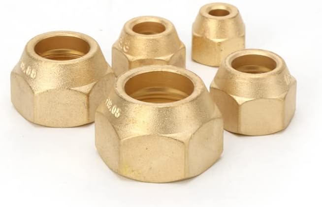 Brass Air Conditioner Nut Forged SAE 1/4 3/8 1/2 3/4 fit UNF Metric Female Thread Flare Connecting Pipe Fitting Adapeter(Metric,1I4 for 6.35mm)
