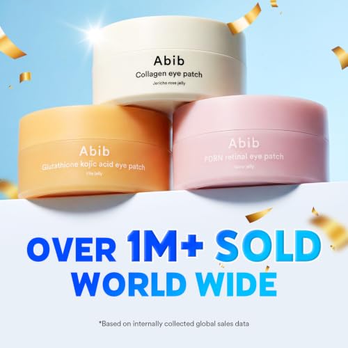 Image of Abib Glutathione Kojic Acid Eye Patches for Radiance Dark Circles & Dark Spots, with Tone-up Jelly, 60 Count, Korean Skin Care