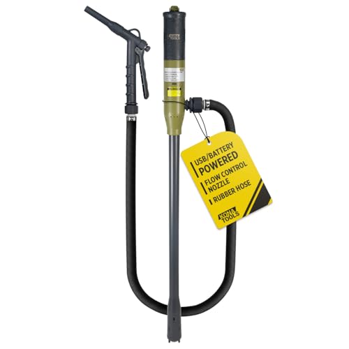 Portable Fuel Transfer Pump, Battery or USB-C Powered | Safety Nozzle, 4.3ft Rubber Hose, 3.2 GPM | For Gas, Diesel, DEF, Water | Fits 3–20 Gallon Barrels