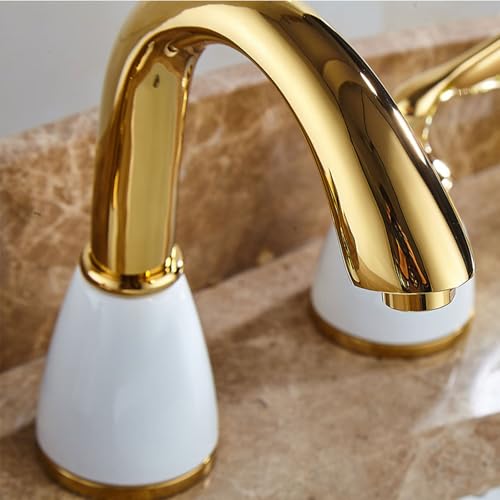 Mélangeur salle de bain 3 trous au design rétro chic double commande