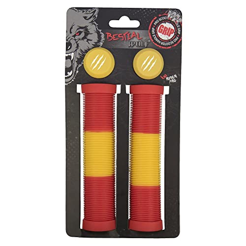 Bestial Wolf GP Puños para patinetes, Rojo/Amarillo/Rojo, Talla Única