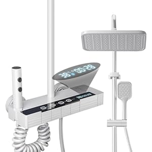 Douchekolom met thermostatische mengkraan, douchesysteem, digitaal led-display, doucheset met douchekop, bidet douche, badkraan, wandmontage