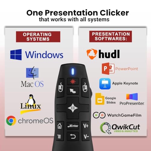 pr-820 wireless presentation clicker with laser pointer powerpoint clicker with air mouse remote for slideshows google slides keynote amp smartboards macpc compatible