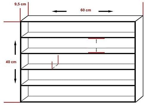 Diagram showing the dimensions of the Interlink Display Cabinet Acquario