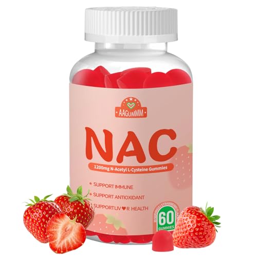 AAGUMMM NAC Gummies 1200mg for Adults Support Immune Support Liver & Lung Health Sugar-Free Strawberry Flavor 60 Counts