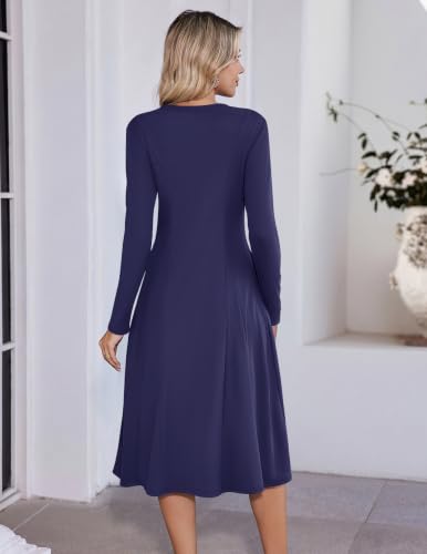 Zeagoo Navy Blue Sweater Dress for Women Flattering Lines Long Sleeve Dress - image 6