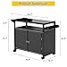 MU Outdoor Bar Cart with Storage and Wheels, Outdoor Bar Table with Tempered Glass Top & Shelf, Rolling Wicker Storage Cabinet with Rounded Handle & Side Basket for Backyard, Poolside, Garden, Black