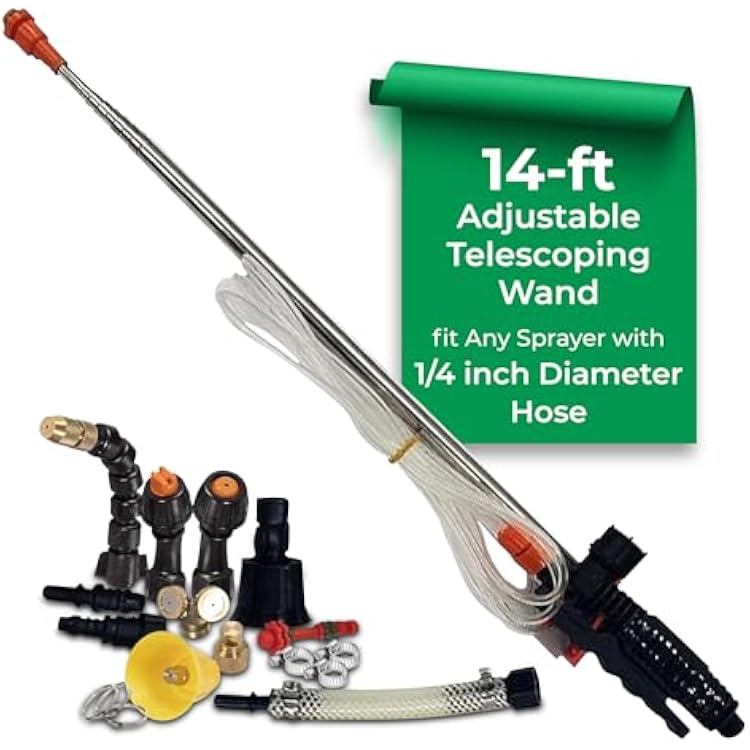 My4Sons Adjustable Telescoping Wand Compatible with Any Backpack Sprayer with 1/4 Hose - Pressure Washer Extension Wand - Pump Spray Attachment - Power Washer Parts and Accessories for High Cleaning