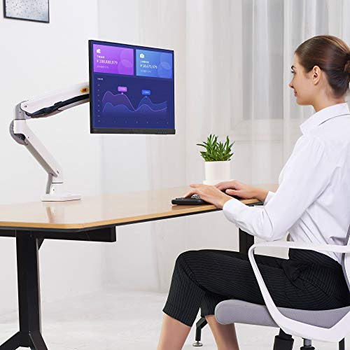Image of North Bayou Monitor Desk Mount Stand Fully Adjustable Computer Monitor Arm for 22'' -35'' Monitor with Gas Spring (White-Single arm)