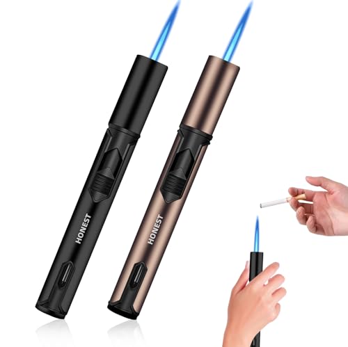 Nizirioo 2 Stück Jet-Feuerzeug Nachfüllbar in Geschenkbox - Lang Stab für Kerzen, Küche, Camping, Grill (Verkauft ohne Gas)