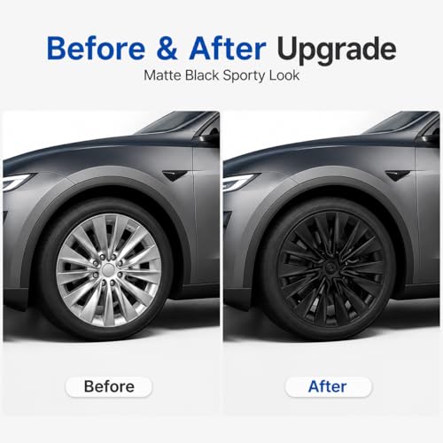 5OOO5OOO 19 Inch Wheel Covers for Tesla Model Y 2020-2024, Matte Black Hubcaps Replacement for Model Y 19" Gemini Wheels, Full Rim Coverage ABS Wheel Caps Set of 4, Snap-On Rim Protector Accessories by 5OOO5OOO - Image 7
