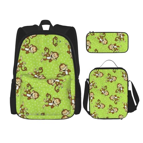 [RFSHOPT] �n���e�B���O�� �N�} ���[�X�v�����g �X�N�[���o�b�N�p�b�N 3�C��1 ��� ��? �h��, Green Clever Monkey, One Size
