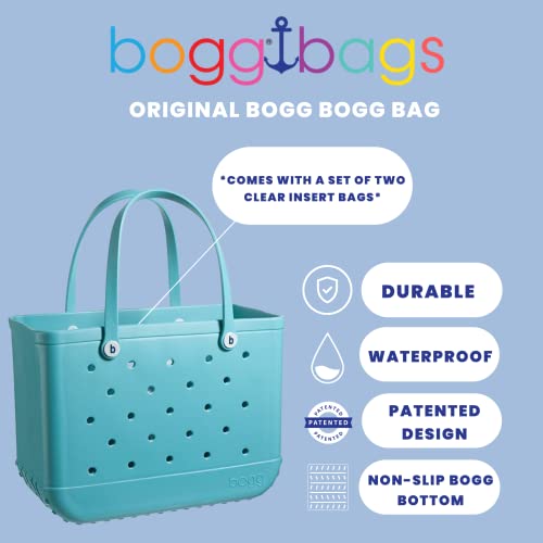 Bogg Bag Original X Large Waterproof Washable Tip Proof Durable Open Tote Bag For The Beach Boat Pool Sports 19X15X9.5 - Lightweight Cute Tote Bag - Durable Rubber Bags For Women - Patented Design #TOP3