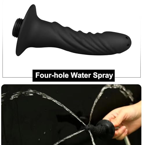 Image of Silicone Shower Cleaner Enema Douche System for Men Women,Enema Nozzles Hose,Handheld Water Shower Nozzle Anal Rinse Vaginal Cleaning Kit