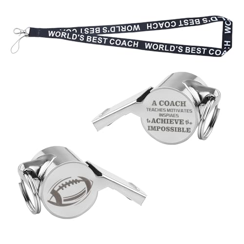 Sisadodo Best Coach Whistle with Lanyard Basketball Football Referee Coach Teacher Appreciation Gifts Lifeguard Whistle, Silver-football
